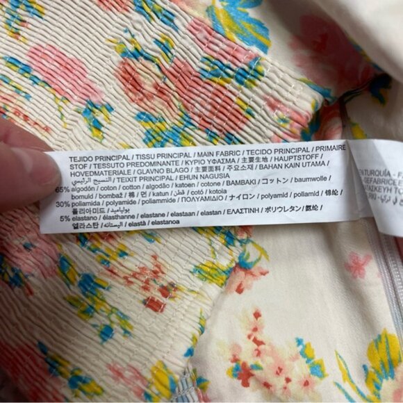 Zara Crop Top Women’s Size Large Floral Puffy Sleeve‎ Smocked Back Corset Point - Picture 14 of 14